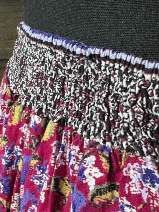 Angie Boho Floral Button-Front Maxi Skirt Rayon Large - Picture 6 of 7